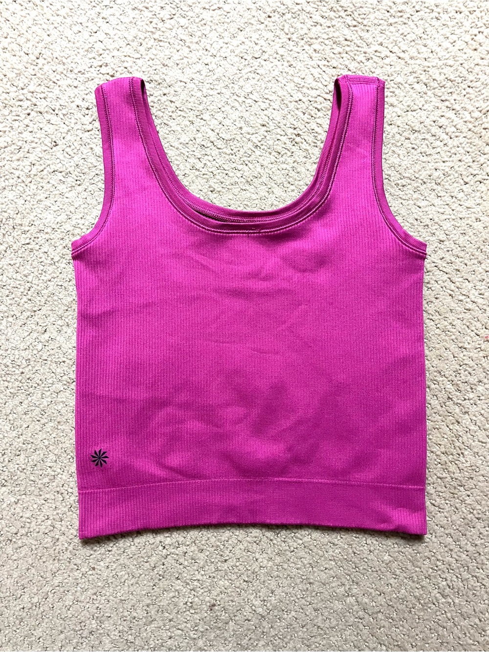 Athleta Girl Rise Above Ribbed Cropped Tank in Hot Pink Sz L (12) - Picture 3 of 6
